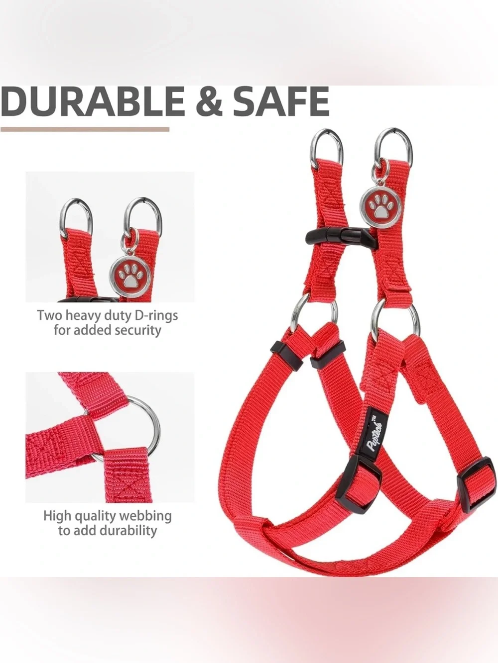 NWT Pupteck Red 1” x 6’ No-Pull Dog Harness for Medium to Large Breeds